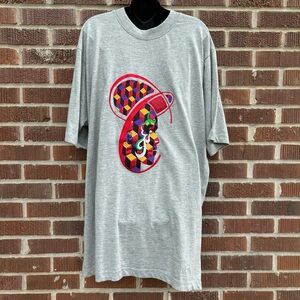 Coogi Crew Neck Tee Shirt Embroidered Big Logo Red Colorful Size 2XL